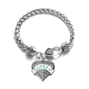 Silver Emerald Green and Canary Yellow Little Pave Heart Charm Braided Bracelet