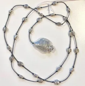 Silver Fish Long Necklace