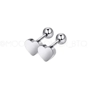 Silver Heart Barbell Earrings