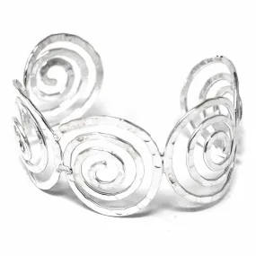 Silver Overlay Hammered Cuff Spirals Artisana