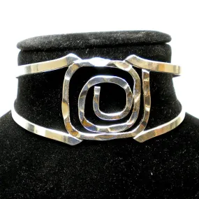 Silver Overlay Hammered Rectangular Spiral Cuff Bracelet Artisana