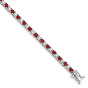 Silver Red and White Cubic Zirconia Bracelet