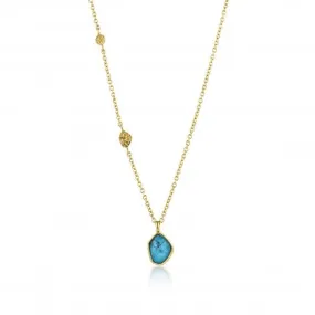 Silver Shiny Gold Plated Turquoise Pendant Necklace N014-02G