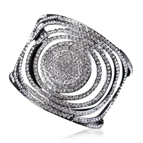 Silver Statement Crystal Round Ball Bangle