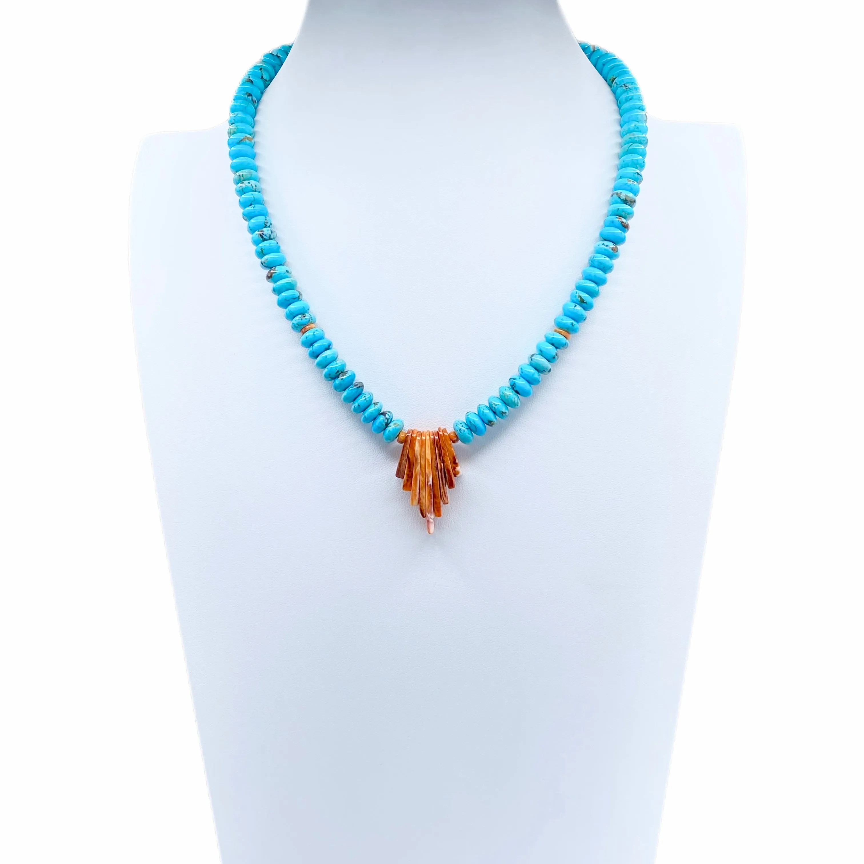 Sleeping Beauty Turquoise with Spiny Oyster Necklace