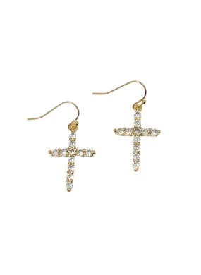 Small CZ Cross Earrings