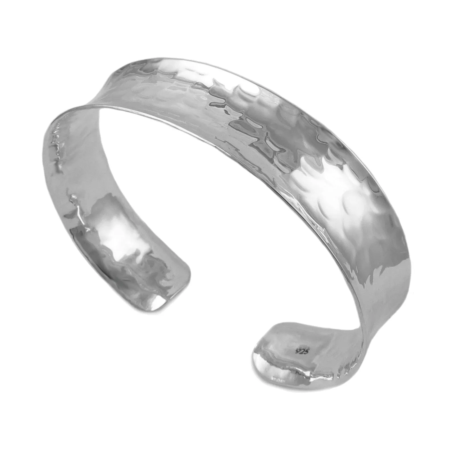 Solid 925 Sterling Silver Hand Hammered Bracelet Cuff