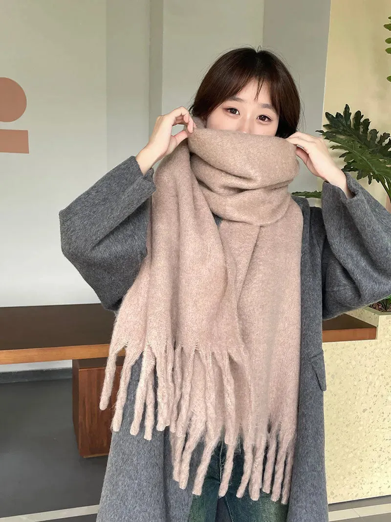 Solid Color Macaron Color Gentle Thick Warm Scarf