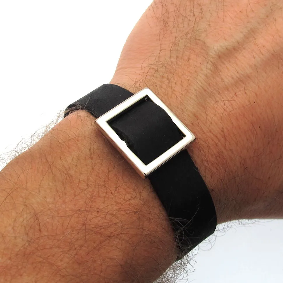 Square Leather Bracelet for Him