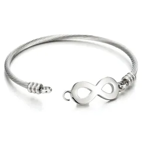 Stainless Steel Infinity Love Friendship Number 8 Bangle Bracelet for Women and