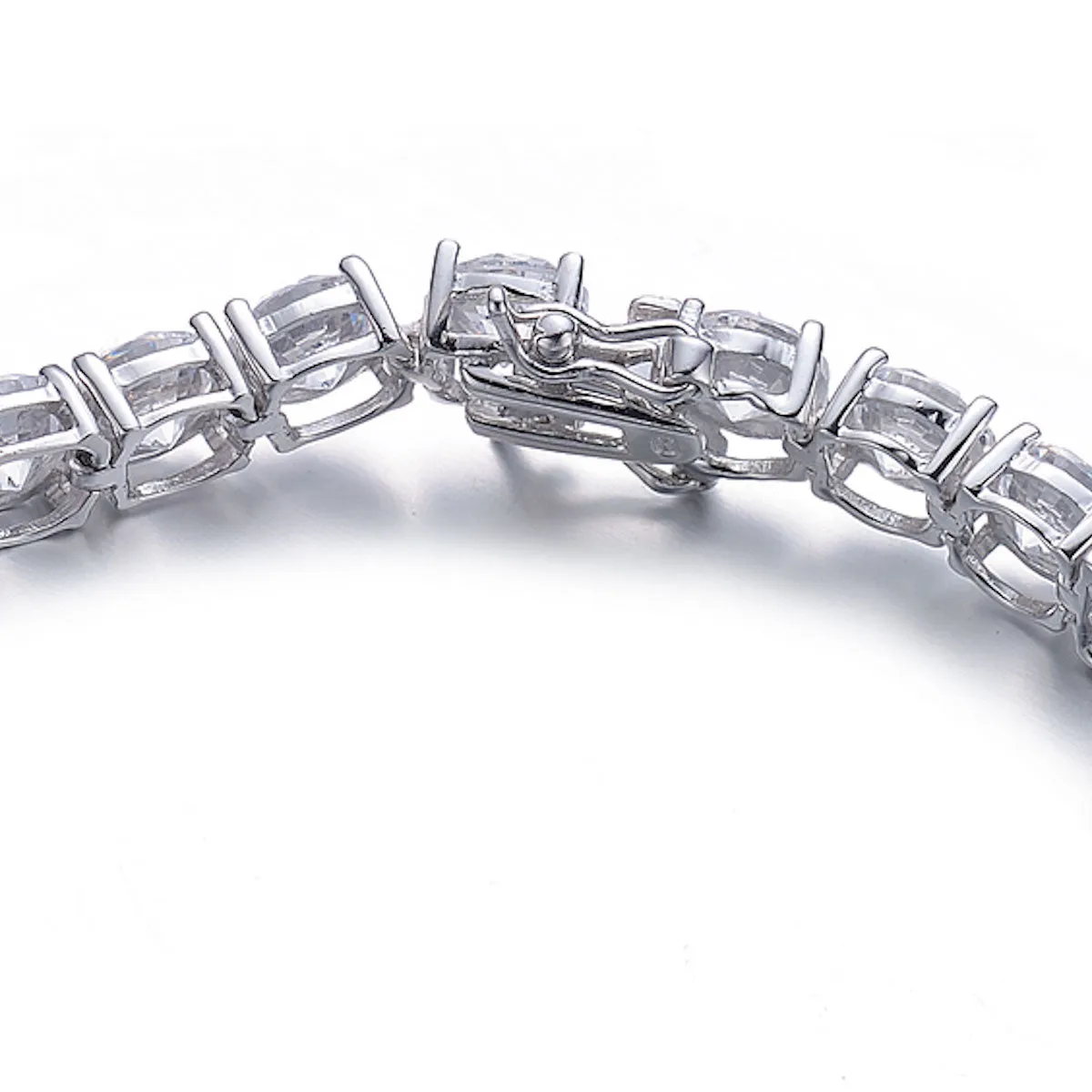 Sterling Silver Cubic Zirconia Square Stud Bracelet