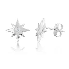 Sterling Silver Cubic Zirconia Star Stud Earrings