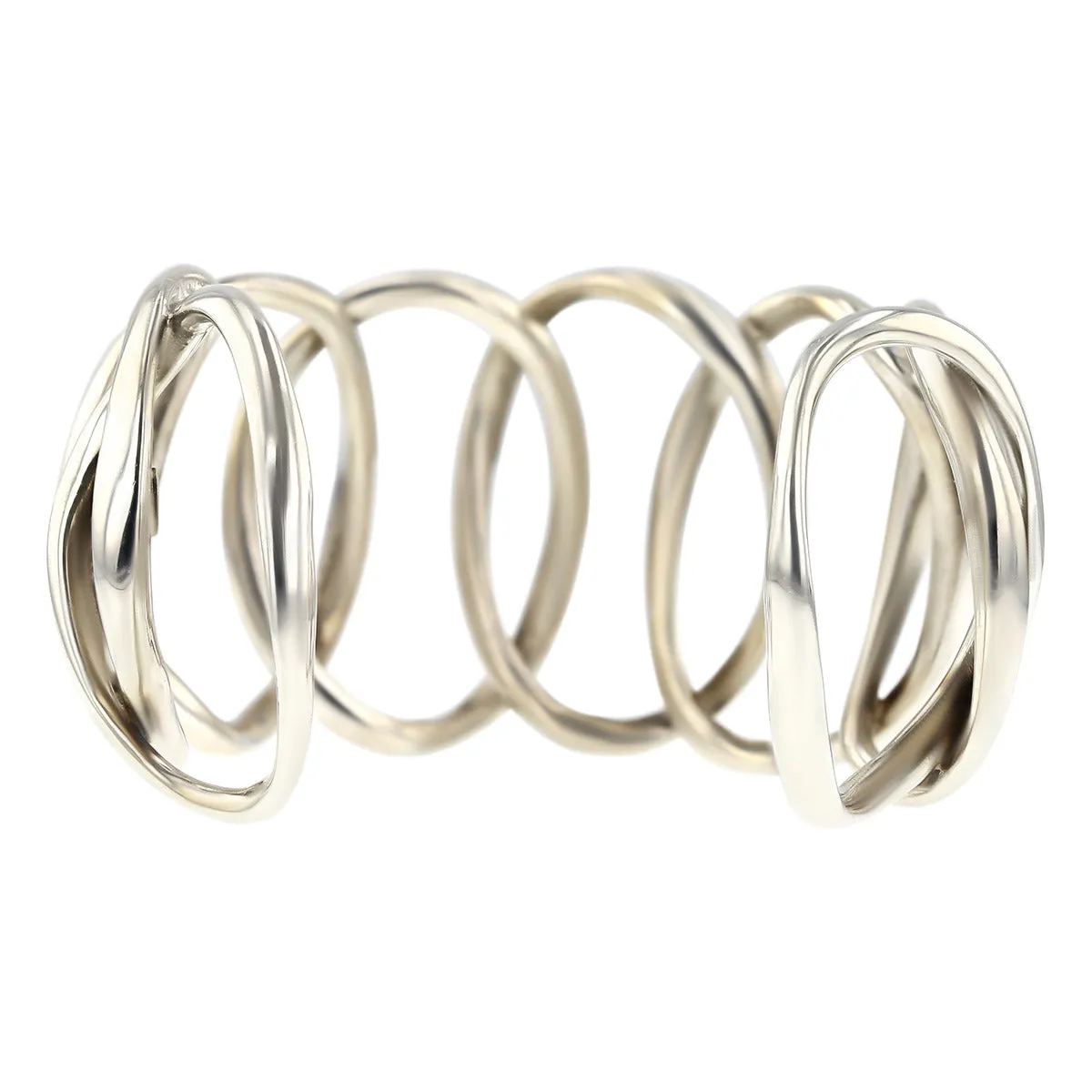 Sterling Silver Open Twisted Wire Wide Cuff