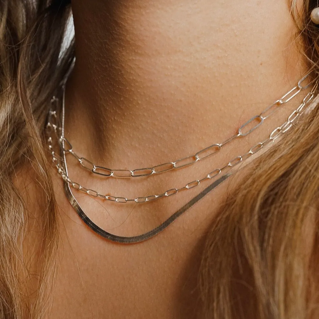 Sterling Silver Paperclip Necklace - Choose Size