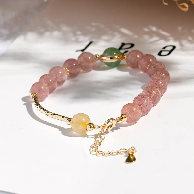 Strawberry Crystal Sterling Silver Bracelet