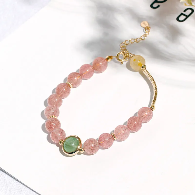 Strawberry Crystal Sterling Silver Bracelet