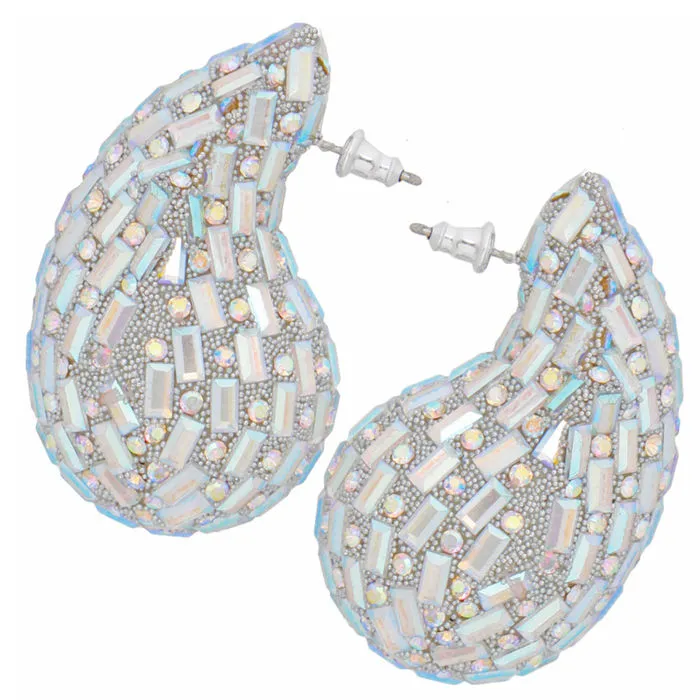 Studs Rainbow Embellished Teardrop Earrings