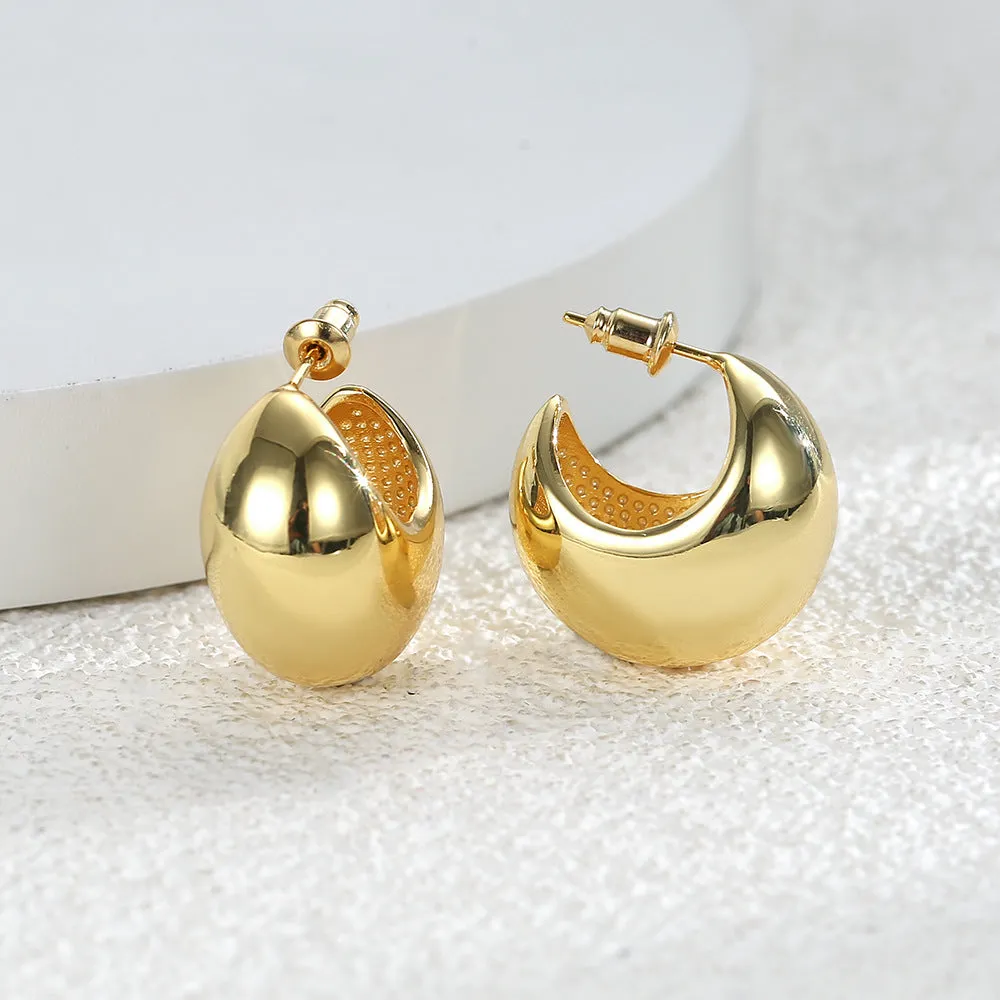 Style three-dimensional moon bud mirror style s925 silver needle simple earrings