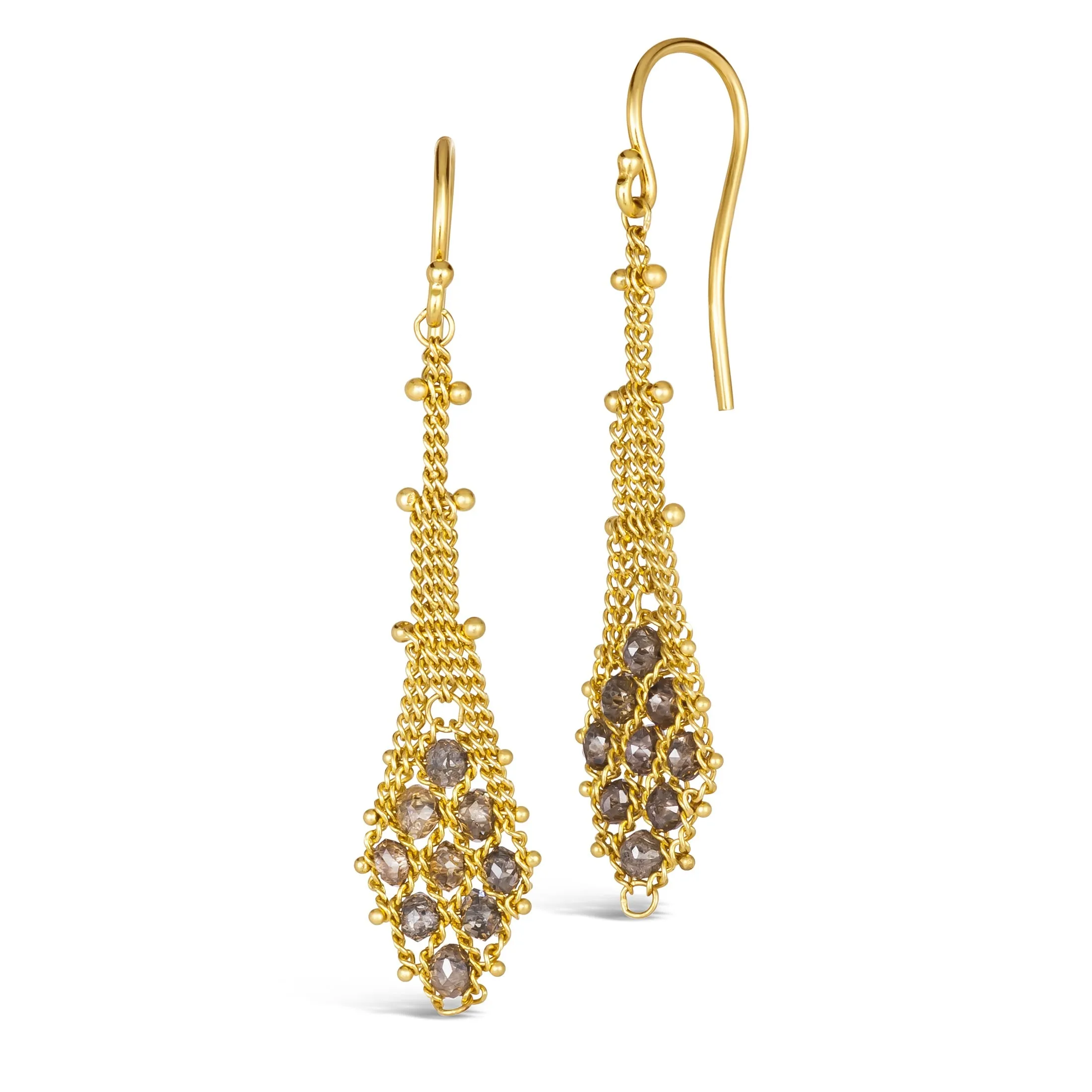 Suspended Lattice Earrings in Champagne Diamond