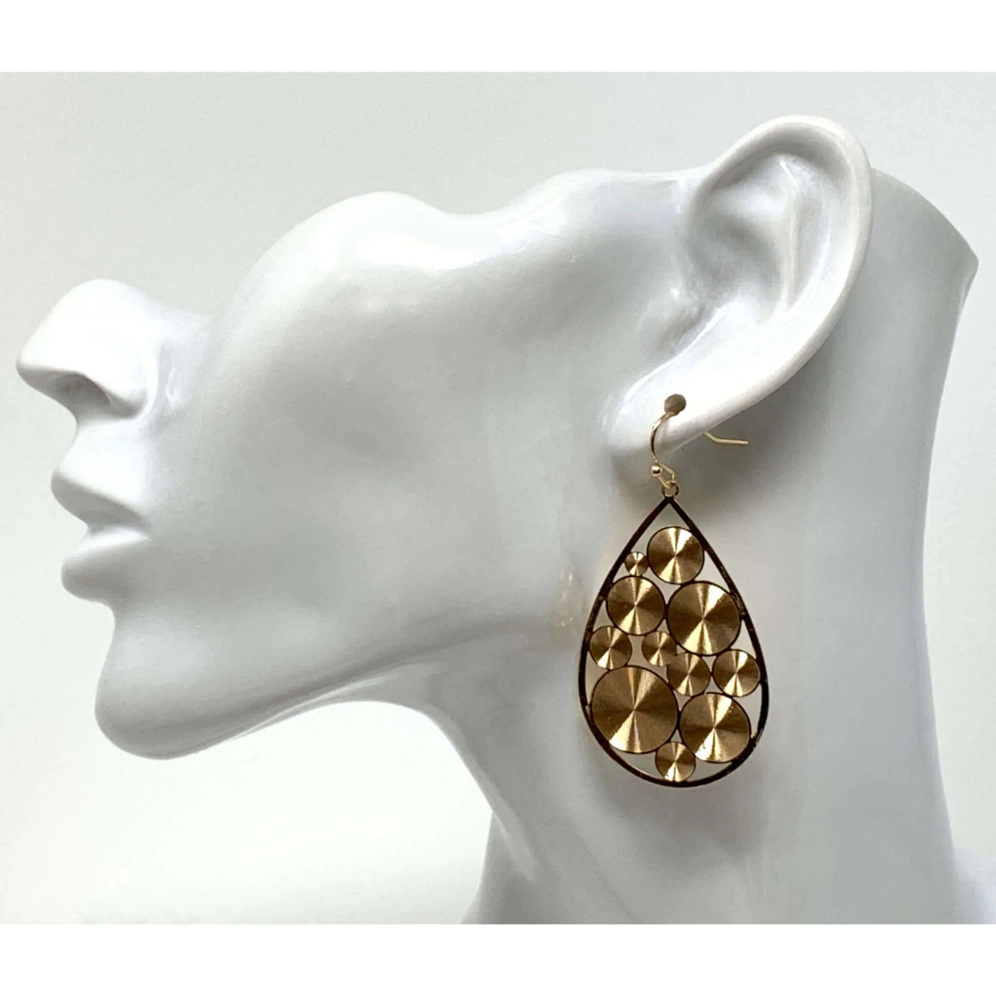 Teardrop Earrings with Mini Spiral Discs