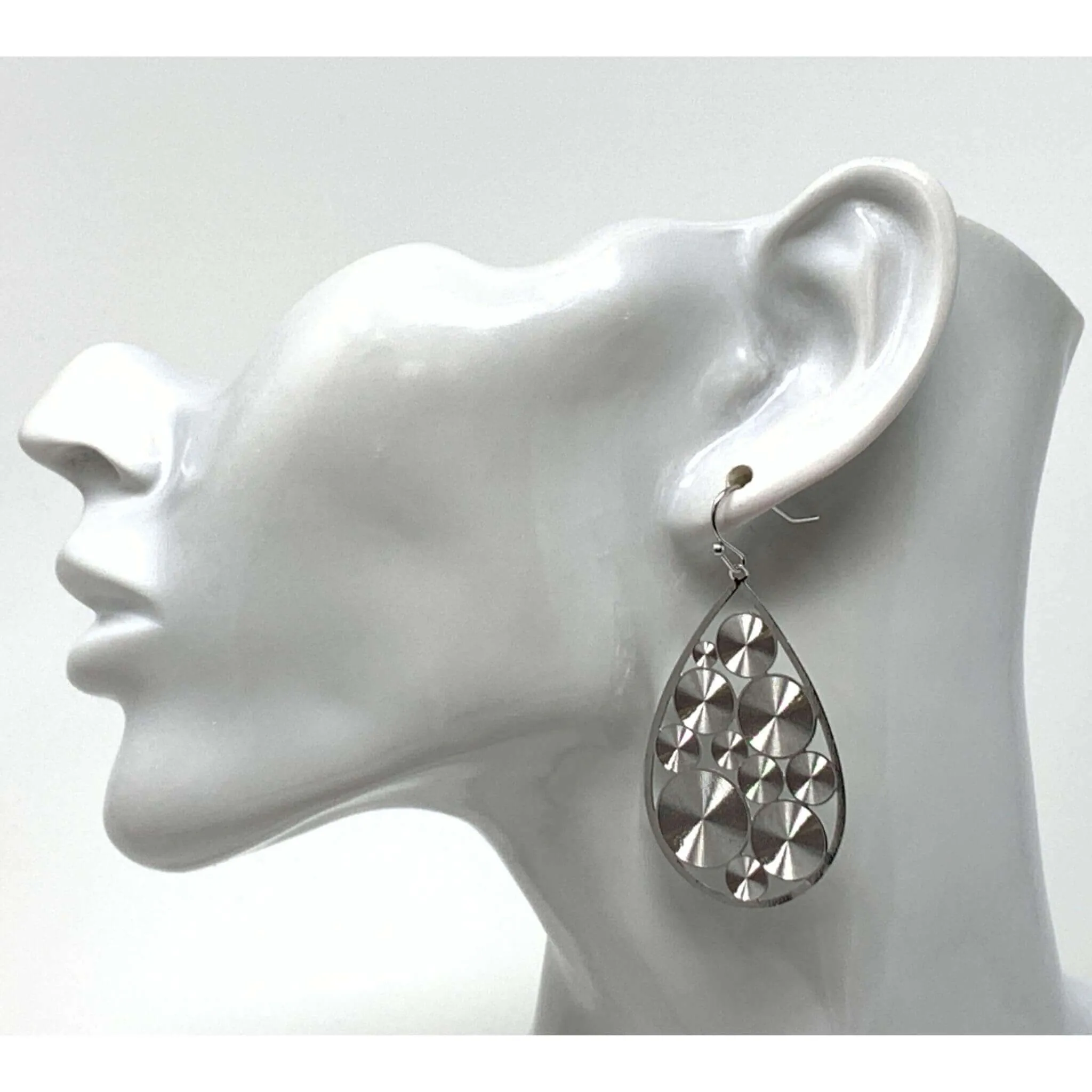 Teardrop Earrings with Mini Spiral Discs