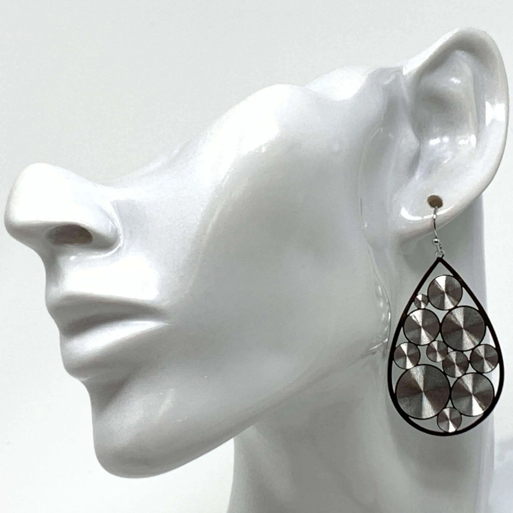 Teardrop Earrings with Mini Spiral Discs