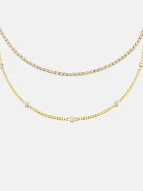 Tennis X Bezel Chain Choker Combo Set