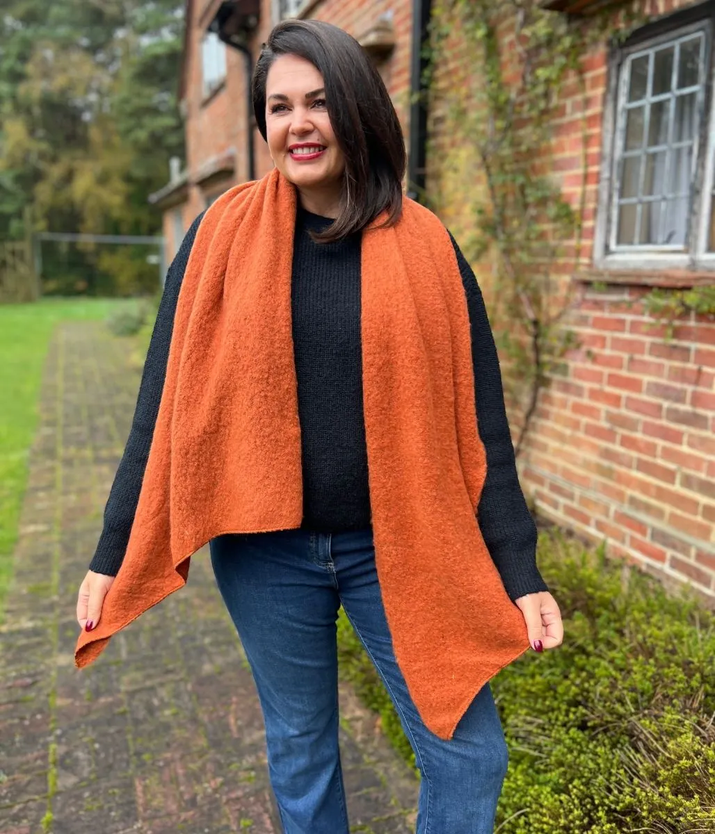 Terracotta Lucy Boucle Wool Blend Scarf