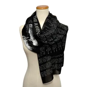 The Raven by Edgar Allan Poe  Chiffon scarf. Black scarf, Goth scarf, Gothic Scarf, Emo Scarf, Nevermore.