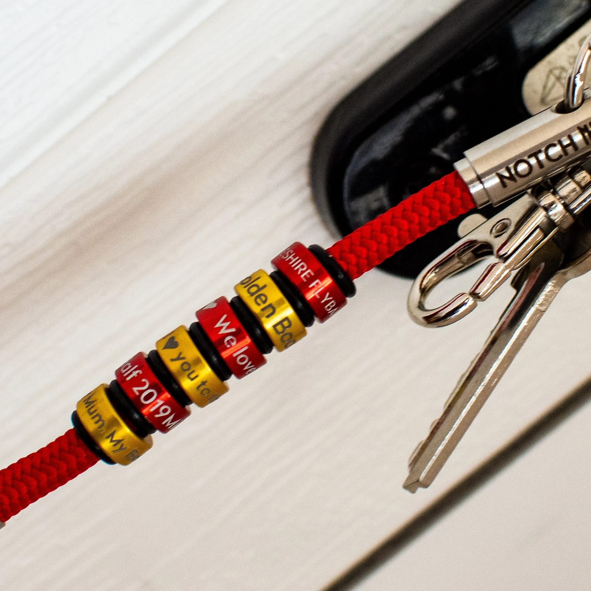 This Woman Runs OceanYarn NOTCH Bracelet - Coral Crush with Blue Clasp