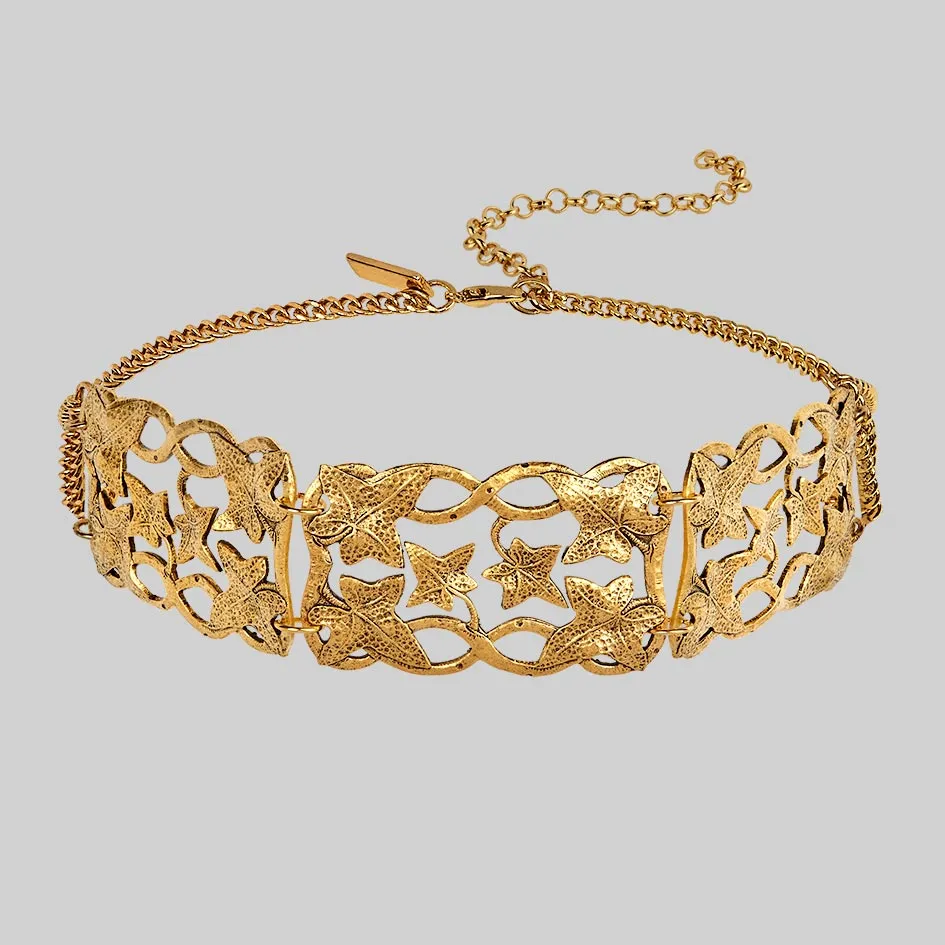 THORA. Climbing Ivy Wide Choker - Gold