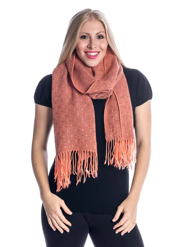 'Toasty' Warm Soft Premium Winter Scarf - Dot Pattern - Coral