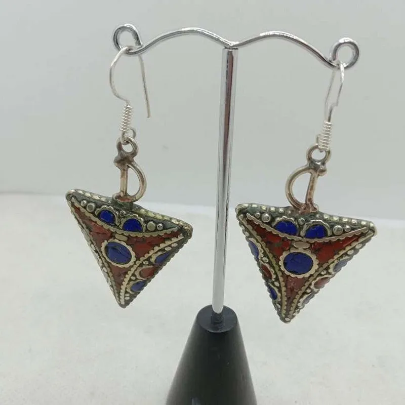 Triangle Shaped Dangle Earrings, Nepalese Earrings