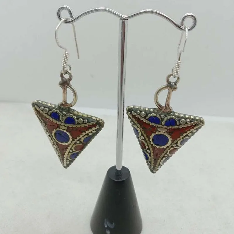 Triangle Shaped Dangle Earrings, Nepalese Earrings