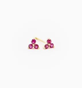 Trinity Ruby Earrings In 14K Solid Gold