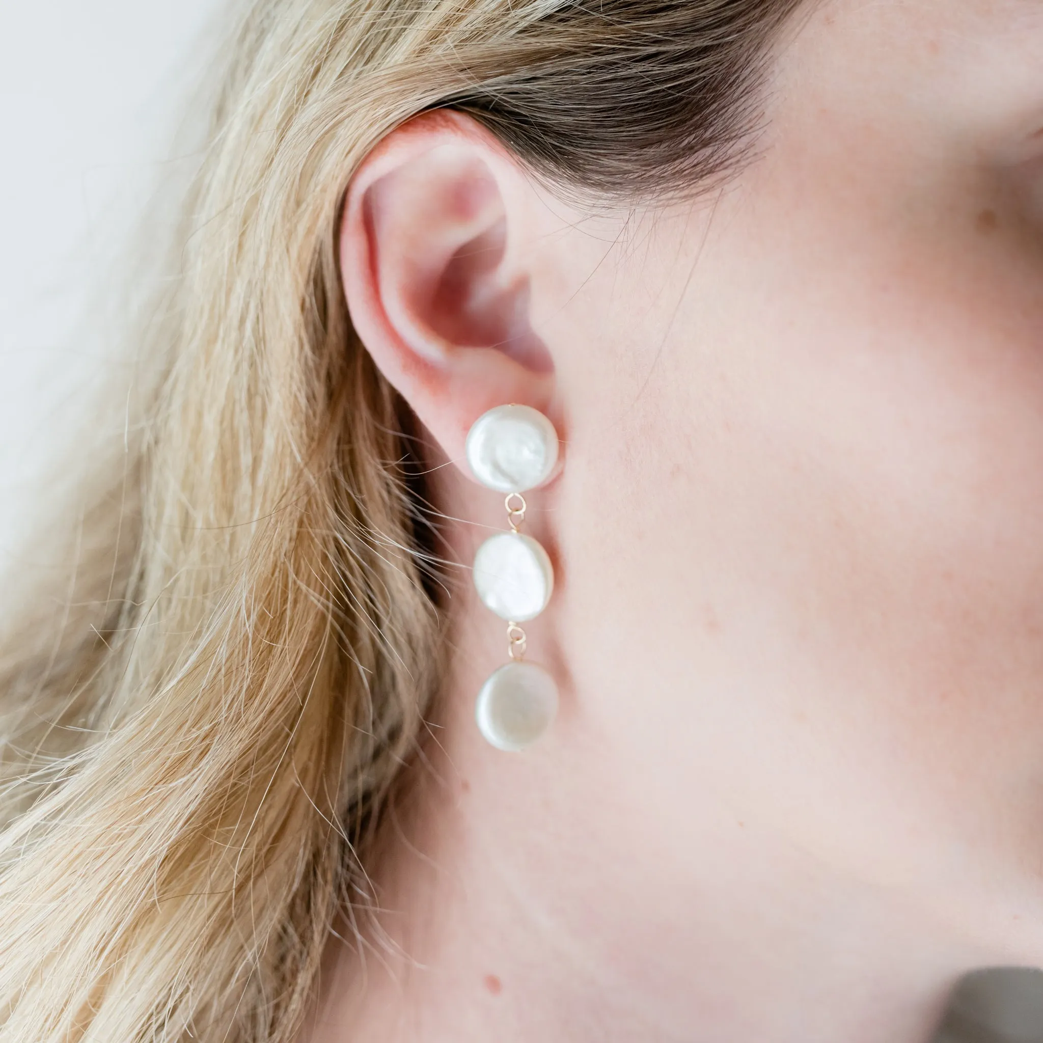 Triple Coin Pearl Earrings | Freshwater Pearl Earrings | By Pearly Girls