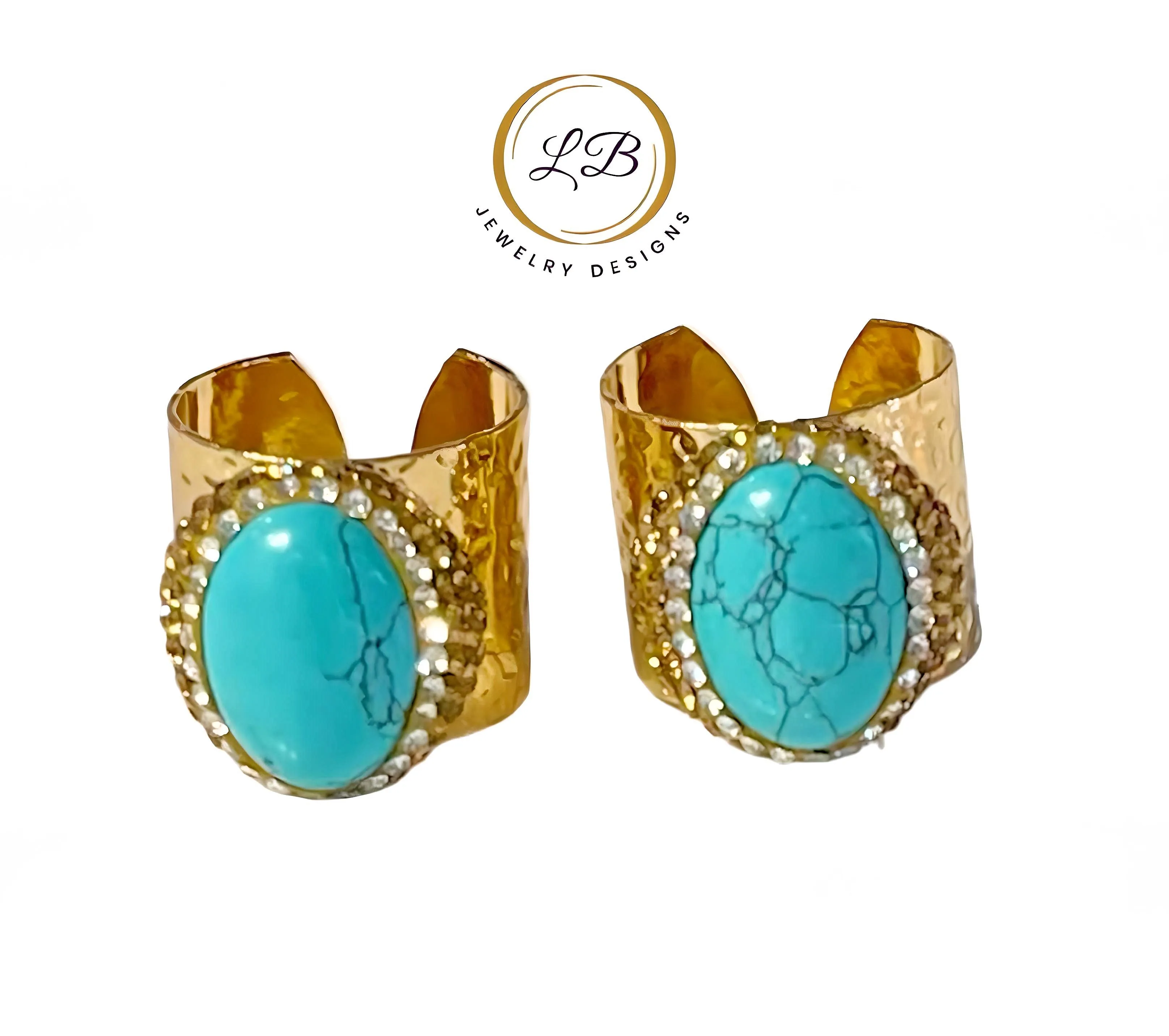 Turquoise Adjustable Gold Cigar Ring