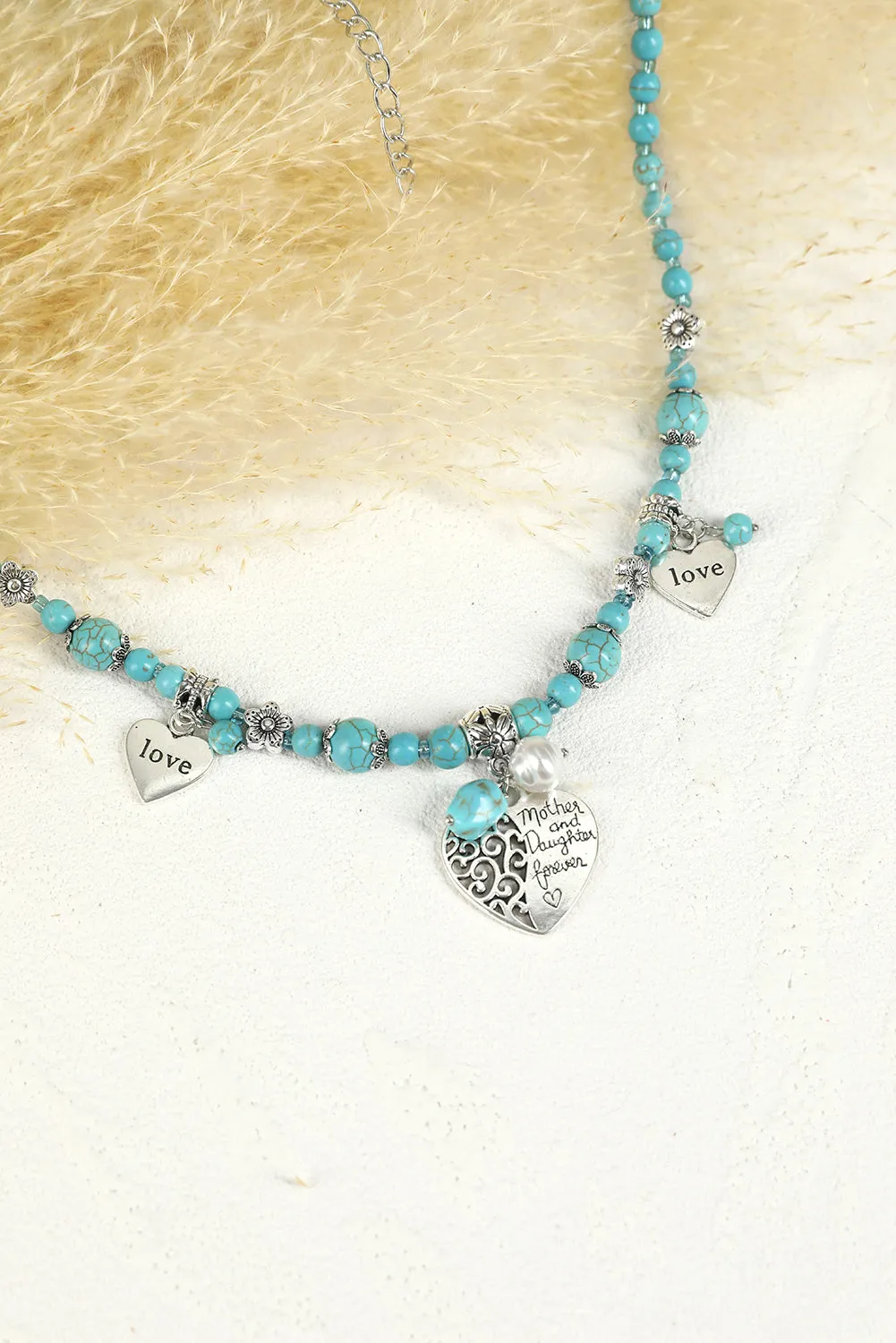 Turquoise Love Heart Pendant Beading Necklace