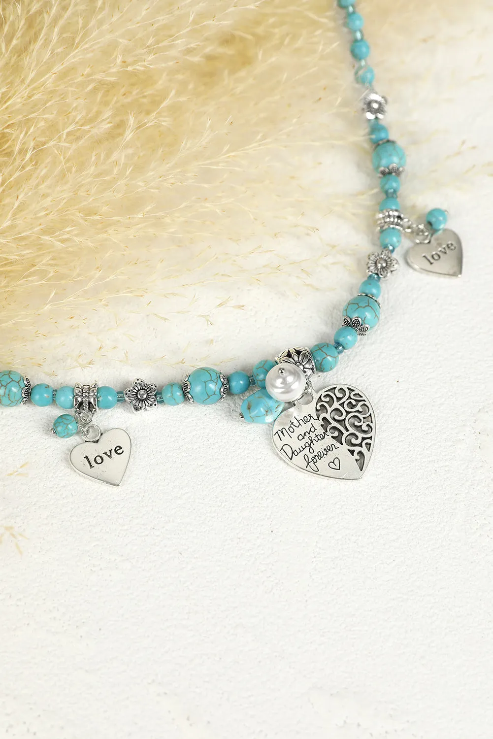 Turquoise Love Heart Pendant Beading Necklace