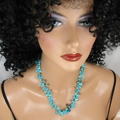 Turquoise Necklace in Rare Number 8 Turquoise Teardrops