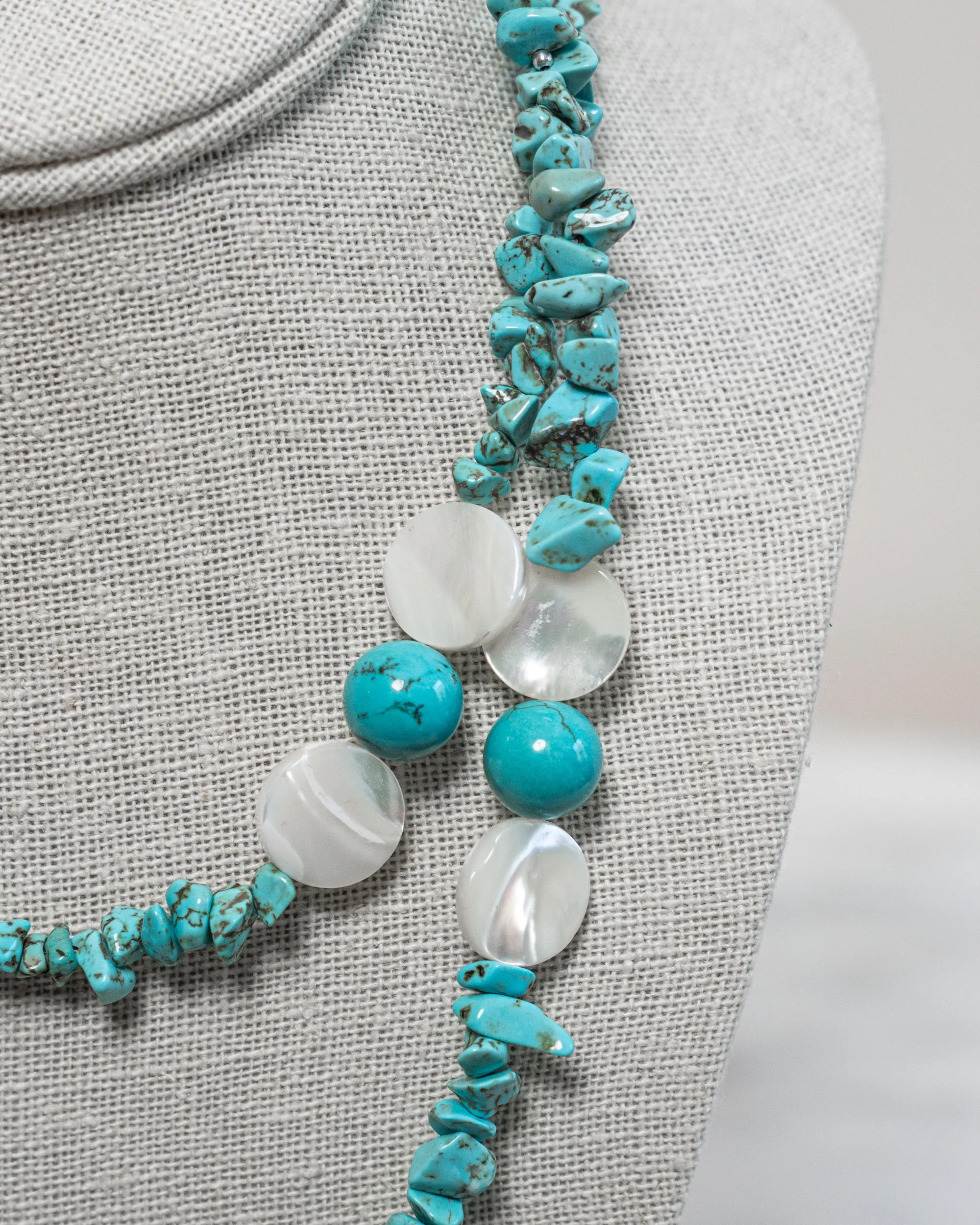 Turquoise Pearl Disc Necklace