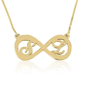 Two Letters Infinity Necklace 14k Gold