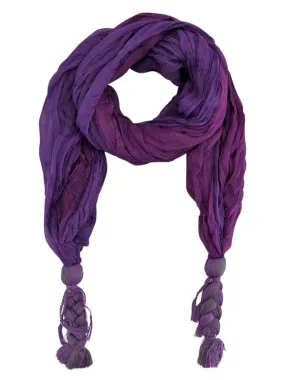 Two-Tone Crinkle Scarf With Tassels