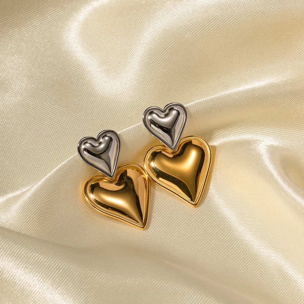 Two Toned Heart Throb Earrings