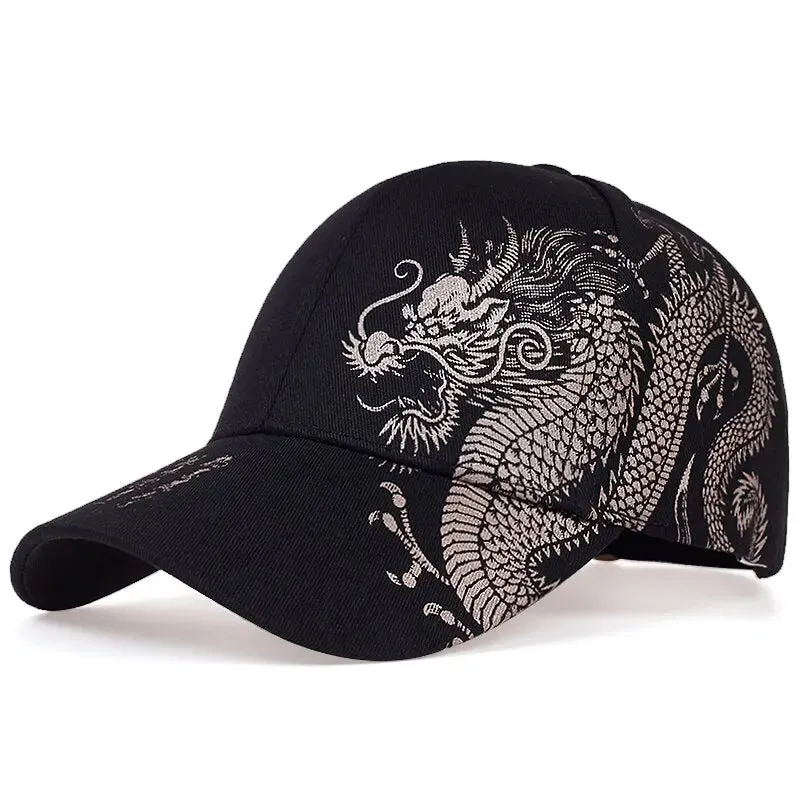 Unisex Golden Dragon Printing Snapback Baseball Caps