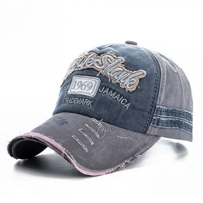 Unisex Washed Denim Baseball Cap High Quality Snapback Hats Summer Hat Cap For Men Women 1969 Letter Dad Hat Wholesale Gorras