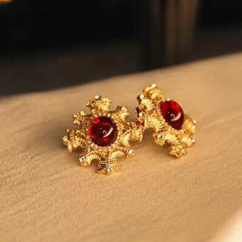 VAIGE Radiant Ruby Resin Drop Earrings