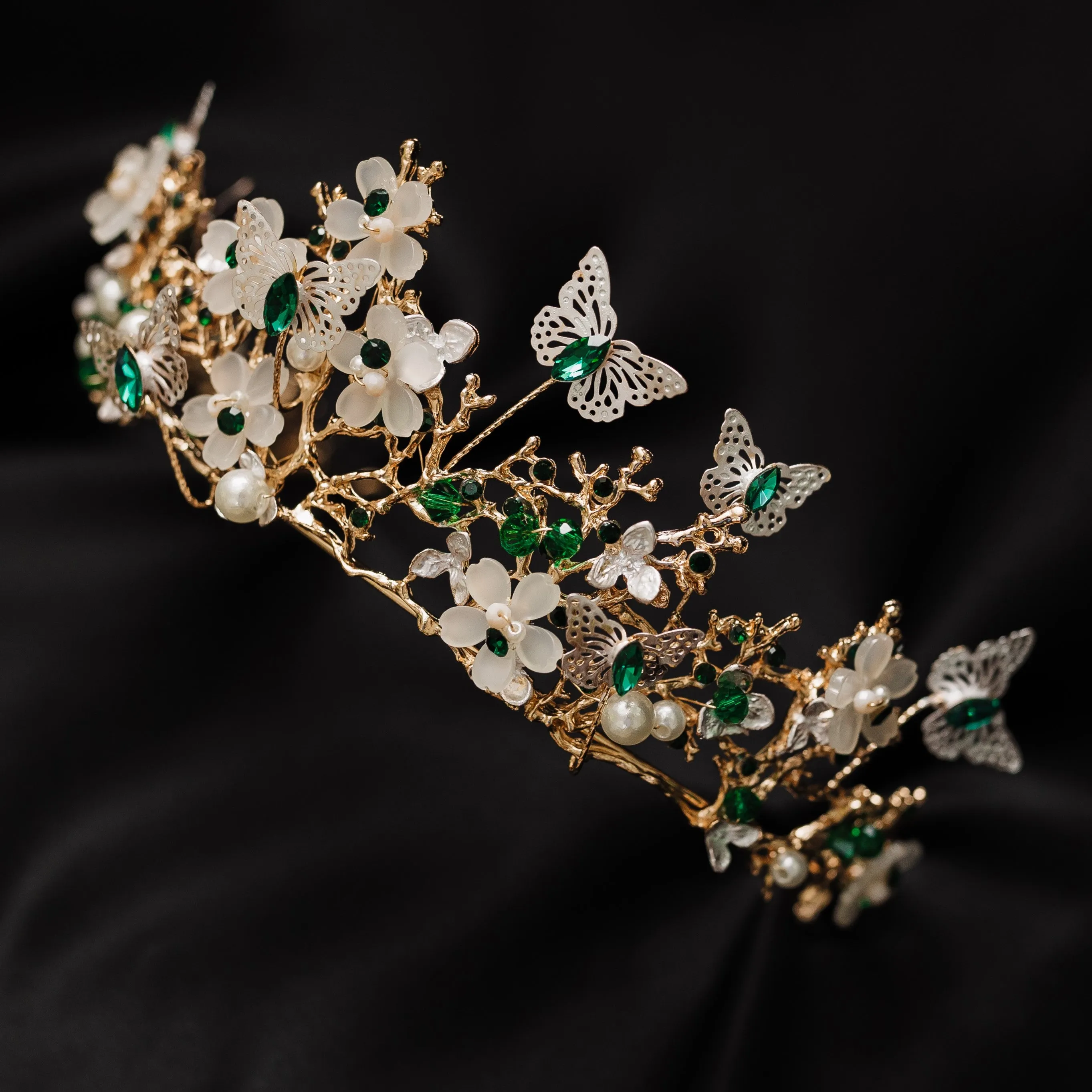 Verna's Butterfly Tiara in Green & Gold