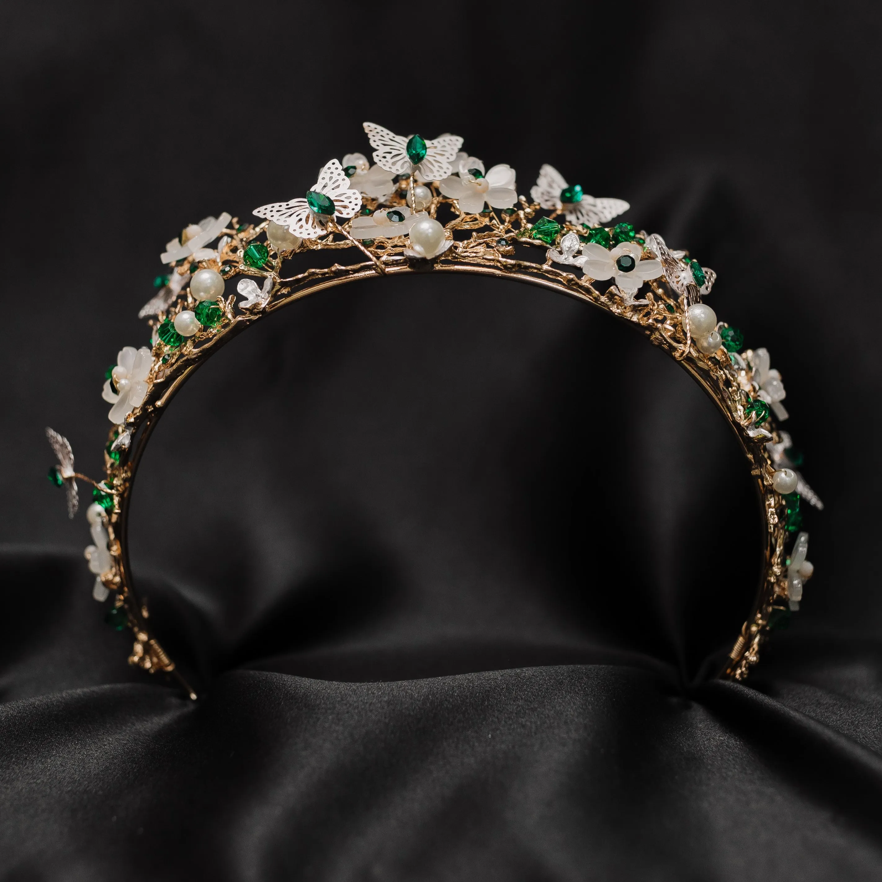 Verna's Butterfly Tiara in Green & Gold