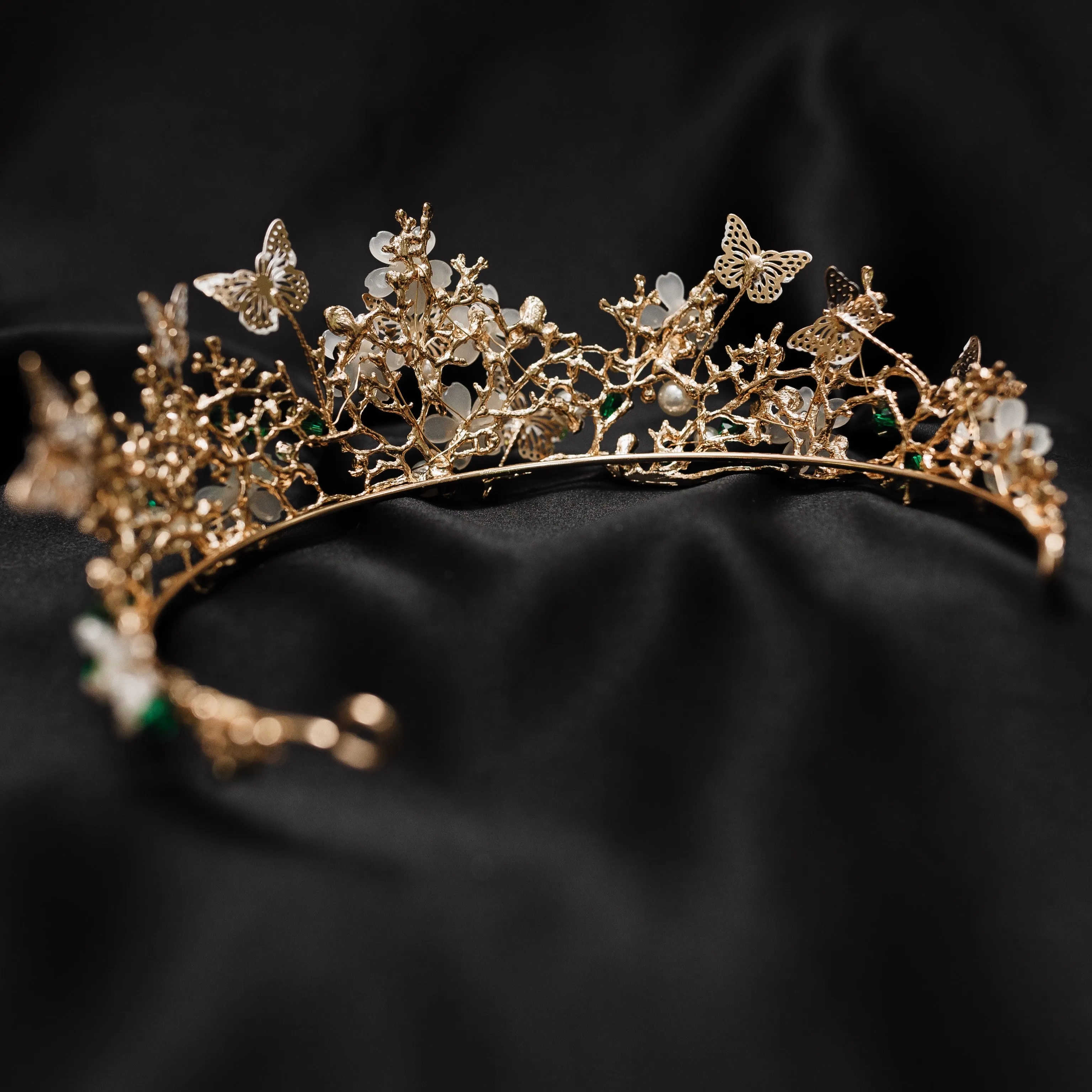 Verna's Butterfly Tiara in Green & Gold